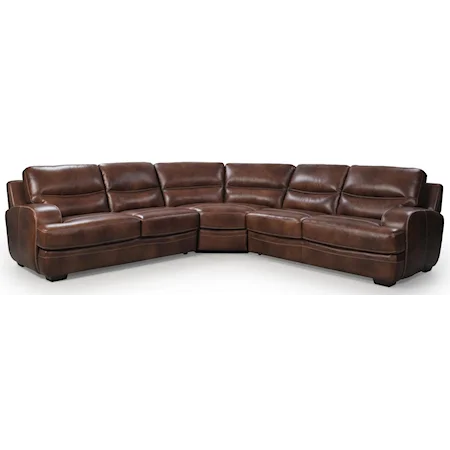 Casual Sectional Sofa with Track Arm and Block Feet